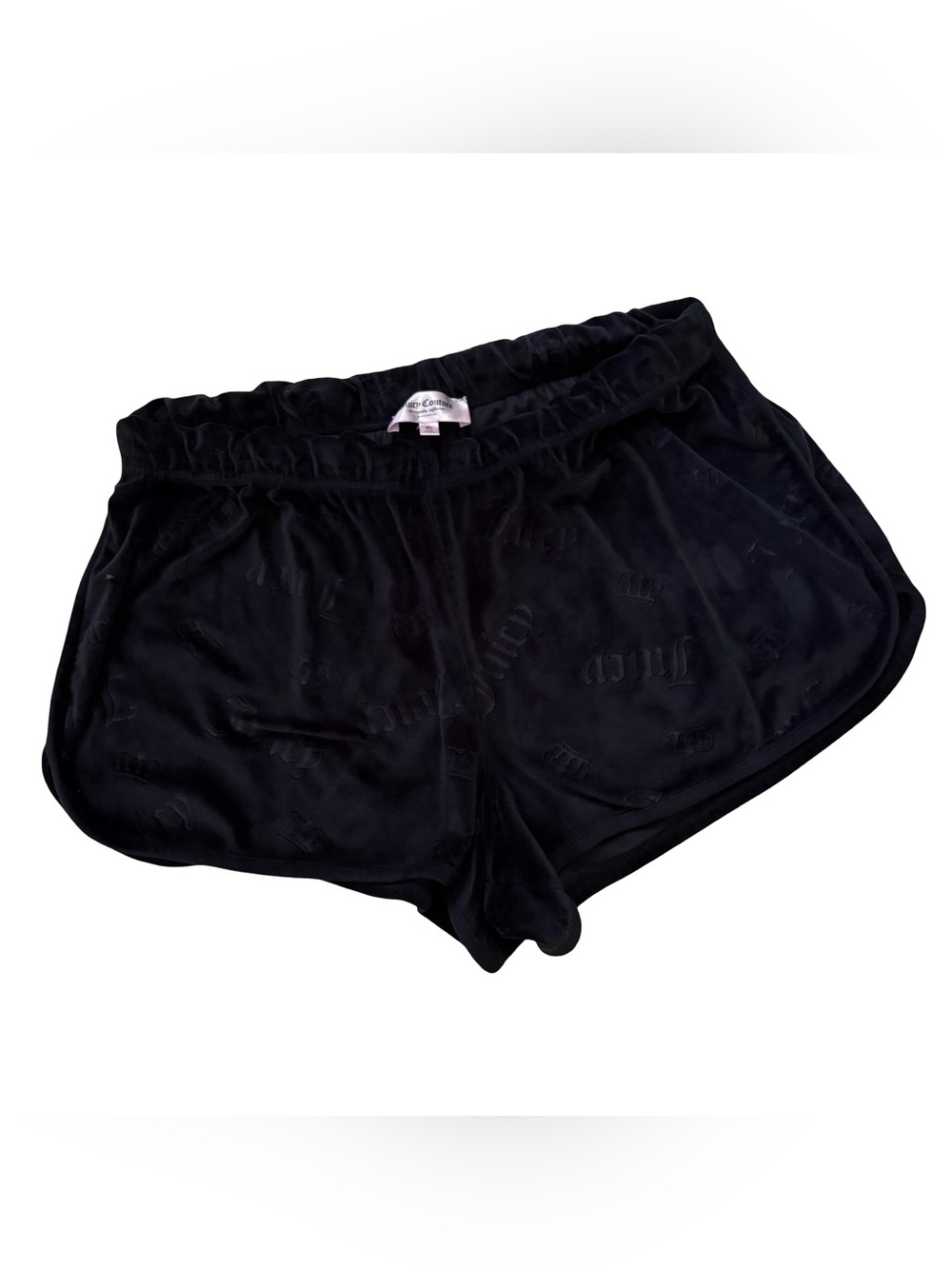 JUICY black velour shorts all over print
